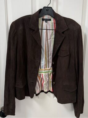 Jungal Brown Suede Blazer Jacket size 10
